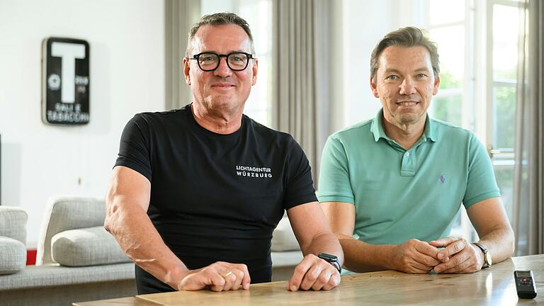 Der 2023 zurückgekehrte Baskets-Mitbegründer Jochen Bähr (rechts) und Mit-Gesellschafter Jürgen Meissner akquirierten mit ihrem Netzwerk einen neuen Namenssponsor für die Würzburg Baskets.