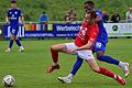 Essa Ganes (rechts) setzt in dieser Szene im Zweikampf nach. Der FV 04 Würzburg hat sein Auswärtsspiel in Fußball-Bayernliga Nord beim ASV Cham gewonnen. Ganes erzielte ein Tor.