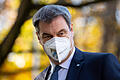 09.11.2021, Bayern, München: Markus Söder (CSU), Ministerpräsident von Bayern, kommt nach einer Sitzung des bayerischen Kabinetts zu einer Pressekonferenz.
