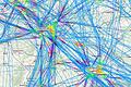 Rund 1000 Flüge dokumentiert das Trackingportal der Deutschen Flugsicherung für den 16. November zwischen 12 und 16 Uhr. Zu sehen ist das hohe Aufkommen am Flughafen Frankfurt, zahlreiche Routen verlaufen auch über Würzburg.