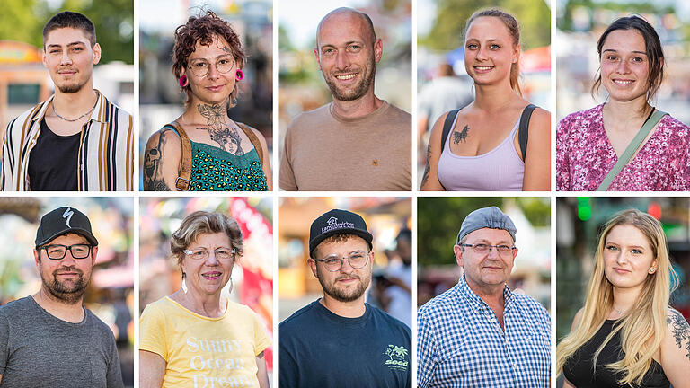 Daumen hoch oder runter? Sie habe uns ihre Meinung zum Schweinfurter Volksfest gesagt: (oben, von links): Aaron Vetter, Ann-Katrin Plotzki, Dominik Schlotter, Jasmin Gladbach, Julia Schnabel;&nbsp; (unten, von links) Julian Büttner, Jutta Heilmann, Matthias Scharting, Olaf Hase und Tamara Scharting.