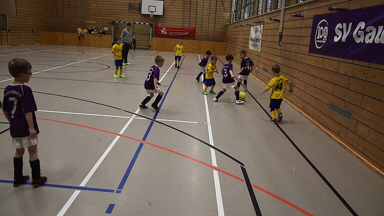Auch die kleinsten Fußballer zeigten beim Paul-Lesch-Hallenturnier in Gaukönigshofen ihr Können. Insgesamt waren 22 Mannschaften angetreten.