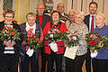 Ehrungen bei der Arbeiterwohlfahrt Ortsverein Marktbreit (hinten von links): Alfons Beck (20), Josef Rothmaier (20), Kurt Grimmer (45 Jahre) und Vorsitzender Heinz Galuschka; (vorne von links): Hedwig Beck (20), Inge Höhn (30), Sophie Jakob (55), Irene Rothmaier (20) und Juliane Ott (25)