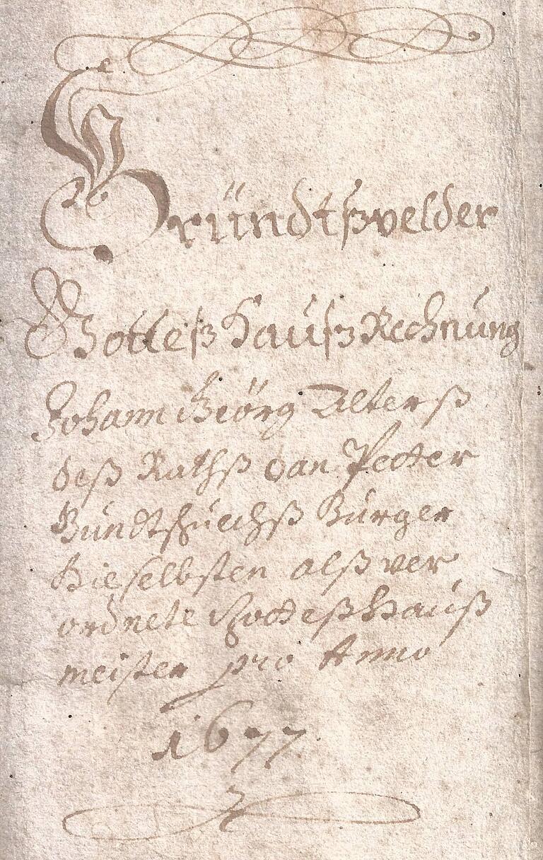 Das Titelblatt des historischen Rechnungsbuchs, das jahrzehntelang verschollen war. Das Titelblatt des historischen Rechnungsbuchs, das jahrzehntelang verschollen war.