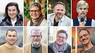 Treten zur Bundestagswahl an (von links oben nach rechts unten): Dorothee Bär, Sabine Dittmar, Frank Helmerich, Christian Ruser, Michael Kaiser, Karl Graf Stauffenberg, Michaela Reinhard und Florian Beck.