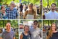 Wie kommt das Volkacher Weinfest an? Die Meinungen von (oben von links) Bärbel Koch und Werner Zschunke, Chiara Weis und Paul Pohlt sowie (unten von links) Florian Freibott, Marina Rossdeutscher mit Sohn Christian Richter und Enkelin Milana.