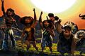 Was das Animationskino hergibt: Szene aus &bdquo;Die Croods&ldquo;. Der Film bietet psychedelisch-bunte Bilder und ganz viel Witz.