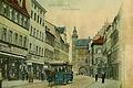 Die Schweinfurter Spitalstraße 1904: Eine Pferdebahn sorgte damals&nbsp; für den öffentlichen Personennahverkehr.