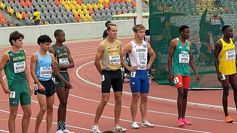 Mit großer Zuversicht war David Scheller (Vierter von links) zur Leichtathletik U-20-Weltmeisterschaft nach Peru gefahren. Dennoch verpasste der für die LG Main-Spessart startende Reichenberger über 1500 Meter die Endlaufqualifikation.&nbsp;