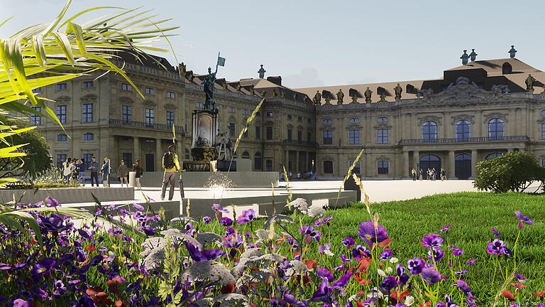 Blumen, Sträucher und Sitzmöglichkeiten: Könnte so der Residenzplatz aussehen, wenn die Parkplätze wegfielen?