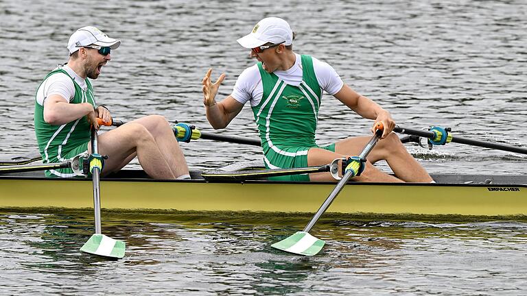 Der Karlstadter Ruderer Patrick Erdmann (links) wurde zusammen mit Fabio Kress deutscher Meister im Leichtgewichts-Doppelzweier.