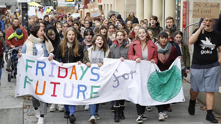 Die 'Fridays for Future'-Bewegung bei ihrem Demonstrationszug am Freitag durch Schweinfurt.&nbsp;