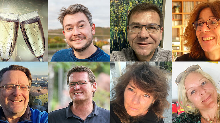 Prosit Neujahr! Journalistinnen und Journalisten der Würzburger Redaktion blicken zuversichtlich aufs neue Jahr.