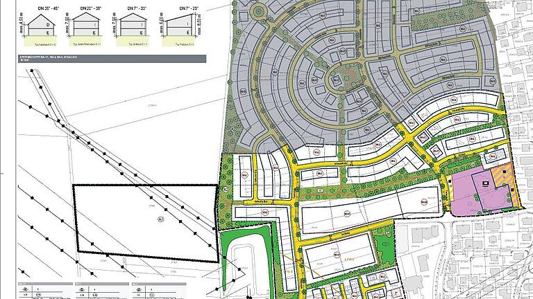 Der aktuelle Bebauungsplan: Der schwarz umrandete Nordteil des Gebiets wird zunächst nicht zur Rechtskraft gebracht. Hier sind weitere Überprüfungen nötig.