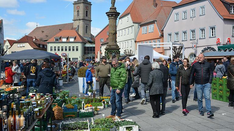 Nach dem Erfolg des Regionalmarkts vom April (Archivfoto) wiederholt die Stadt Bad Neustadt direkt nach Ferienende das Motto des verkaufsoffenen Sonntags auf dem Marktplatz.