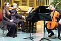 Im Orgelsaal der Berufsfachschule: Ein temporeiches  Klaviertrio interpretierten  Kim Bauer-Heilmann (Violine), Gert Drost (Piano) und Uwe Schachner (Cello).