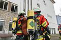 Die Feuerwehr am vergangenen Donnerstag beim Einsatz an der Maria-Ward-Schule.
