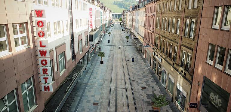 Geplant: Hanfpalmen in Kübeln in der Würzburger Kaiserstraße (Fotomontage).&nbsp;