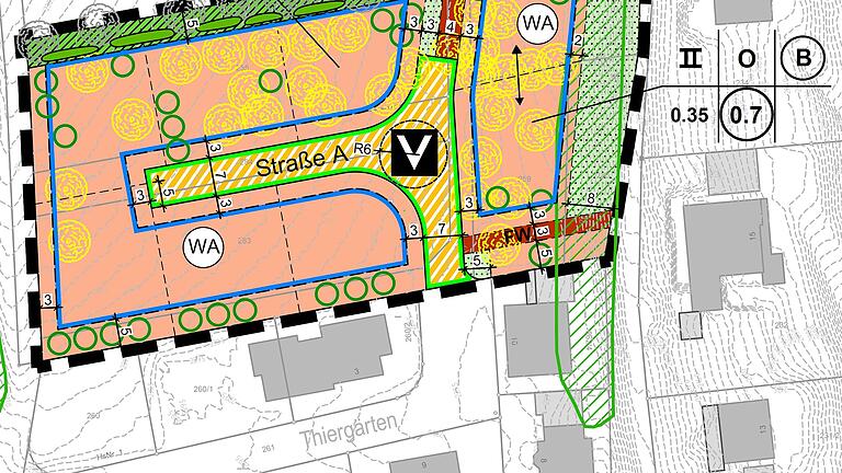 Der aktuelle Bebauungsplan mit Grünordnung im Wipfeld.