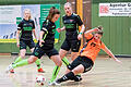Eine Szene vom Bezirksfinale im Hallenfußball der Frauen (links Kristin Grüner/FC Schweinfurt 05, rechts Meike Bohn/SC Würzburg) vom 20. Januar 2019 in Karlstadt: Nach der Coronazwangspause im Winter 2020/21 sollen nun wieder vom Verband organisierte Hallenturniere stattfinden.