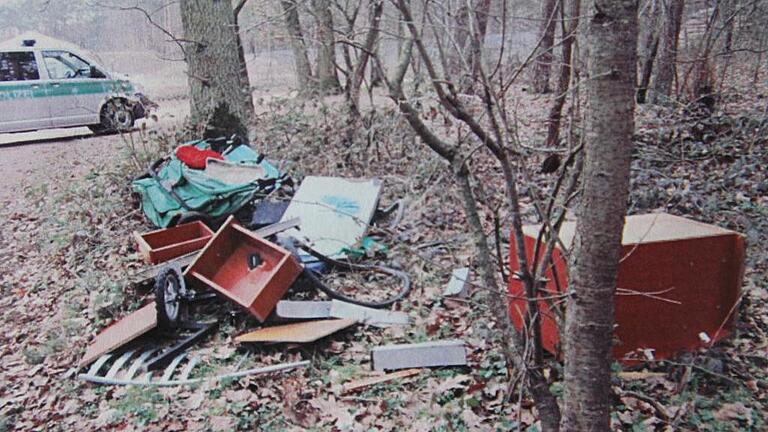 Illegale Müllablagerung am Straßenrand zwischen Lichtenstein und Buch