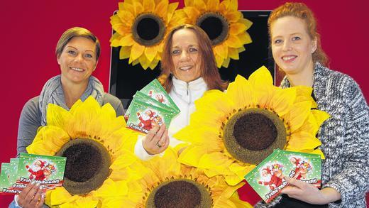 Sie sorgen für sonnengelbe Laune: die Siedler-Sonnenblumen Stefanie Stockmeyer, Sandra Lussert und Michelle Roth.