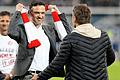 Kickers-Vorsitzender Michael Schlagbauer (links) und Trainer Bernd Hollerbach haben keine Angst vor der zweiten Liga.