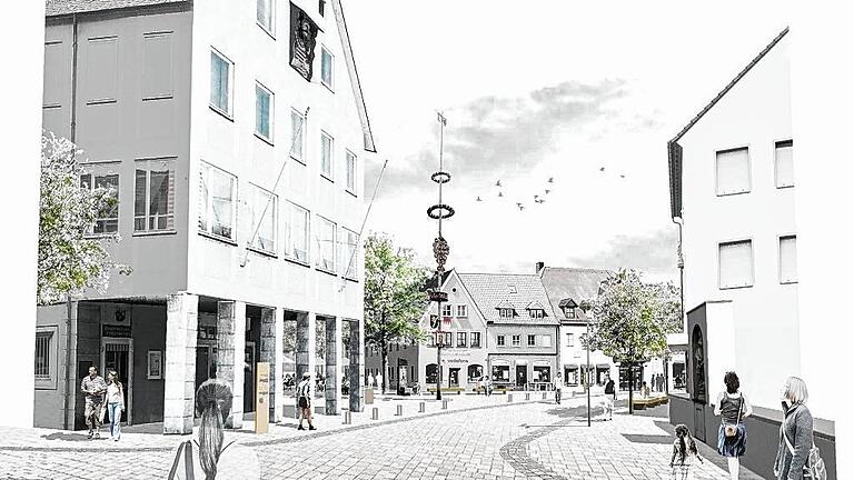 Blick auf den Rathausplatz von der Klosterstraße aus.