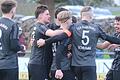 Karlburger Jubel über die 2:1-Führung: (von links) Fabian Jordan, Pascal Jeni, Cedric Fenske (verdeckt), Torschütze Marco Kunzmann, Marvin Schramm und Fabio Tudor.