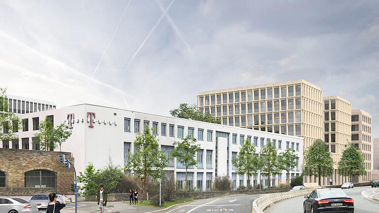 Hinter dem Bestandsgebäude (im Vordergrund) der Telekom sollen ein neues Callcenter, zwei Hotels und ein Parkhaus entstehen. Die KoSa hat dem veränderten Entwurf zugestimmt. Hinter dem Bestandsgebäude (im Vordergrund) der Telekom sollen ein neues Callcenter, zwei Hotels und ein Parkhaus entstehen. Die KoSa hat dem veränderten Entwurf zugestimmt. 