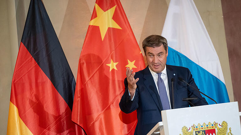 Chinas Premierminister Li Qiang besucht den Freistaat Bayern.jpeg       -  Markus Söder in der Residenz München während eines Empfangs von Chinas Premierminister Li Qiang. Bei Söders bevorstehender Reise nach China werden sich die beiden Politiker wieder treffen.