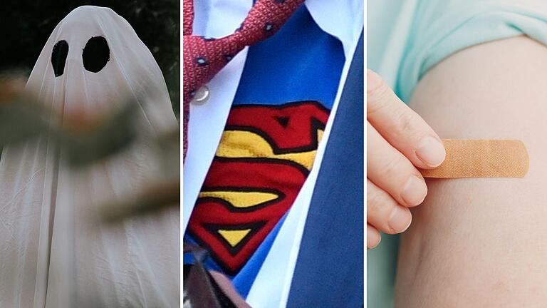 Titelbild Halloween-Kostüme.jpg       -  Geist, getarnter Superman oder fleißige Ärztin: Viele Kostüme sind schnell selbst zusammengestellt.