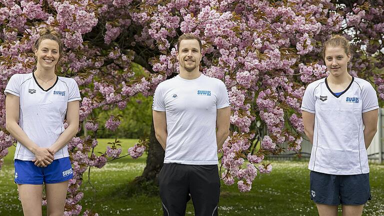 Starten bei den deutschen Meisterschaften im Freiwasserschwimmen in Münster (von links): Leonie Beck, Ruwen Straub und Lea Boy.