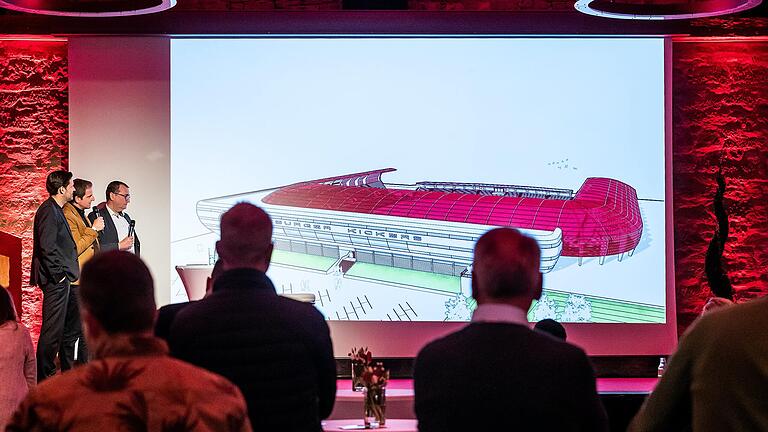 Bei einer Sponsorenveranstaltung stellen die Würzburger Kickers die neuesten Umbaupläne für das Stadion am Dallenberg vor.