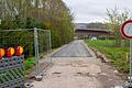 Die Arbeiten am Maintalradweg bei Karlstadt im April. Im Hintergrund ist die Karolingerbrücke zu sehen.