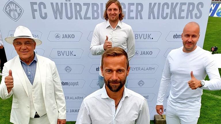 Keiner dieser vier Personen ist nun noch in einer Funktion bei den Würzburger Kickers: Felix Magath, Daniel Sauer, Michael Schiele, Thorsten Fischer (von links) bei der Kickers-Sponsorenveranstaltung 'White Night'