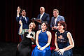 Liederabend in der Blauen Halle (hinten von links): Carlo Benedetto Cimento, Daniel Fiolka, Martin Liema; vorne Silke Evers, Minkyung Kim und Barbara Schöller vom Opernensemble des Mainfranken Theaters.&nbsp;