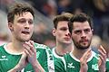 ASV Hamm-Westfalen vs DJK Rimpar Woelfe, Handball, 2. Bundesliga, 17.02.2018       -  Enttäuschte Gesichter: Die Rimparer Patrick Schmidt (links), Dominik Schömig (rechts) und Lukas Siegler (im Hintergrund) nach der Niederlage in Hamm.