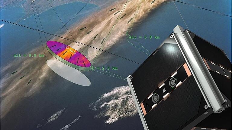 Freistaat finanziert drei Kleinstsatelliten made in Würzburg - TOM bei der Beobachtung von Aschewolken: Drei Klein-Satelliten in einer Formation über einem ausgebrochenen Vulkan. Gemeinsam können sie dreidimensionale Bilder erzeugen. Freistaat finanziert drei Kleinstsatelliten made in Würzburg - TOM bei der Beobachtung von Aschewolken: Drei Klein-Satelliten in einer Formation über einem ausgebrochenen Vulkan. Gemeinsam können sie dreidimensionale Bilder erzeugen.