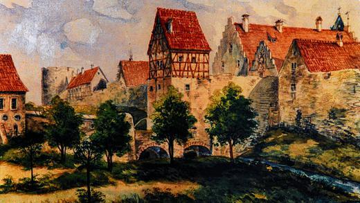 Idyll: Im Jahr 1909 malte Peter Böhler diese Ansicht von Heidingsfeld mit der alten Stadtmauer. Idyll: Im Jahr 1909 malte Peter Böhler diese Ansicht von Heidingsfeld mit der alten Stadtmauer.