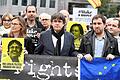 BELGIUM-EU-SPAIN-CATALAN-JUSTICE-POLITICS       -  Der katalanische Exilpolitiker Carles Puigdemont bei einer Kundgebung in Brüssel.