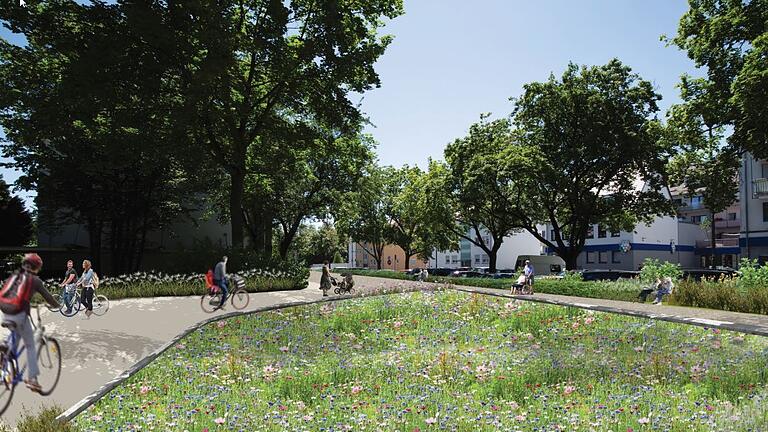Ein Ideenvorschlag des Planungsbüros für das grüne Band am Spitalseeplatz, das Ende des Jahrzehnts umgesetzt werden soll. Die Zahl der Parkplätze wird dann halbiert. Ein Ideenvorschlag des Planungsbüros für das grüne Band am Spitalseeplatz, das Ende des Jahrzehnts umgesetzt werden soll. Die Zahl der Parkplätze wird dann halbiert.