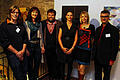 Freunde der Kunst: (von links) Akimo alias Achim Schollenberger, Bürgermeisterin Helga Schmidt-Neder, Martin Harth, Steffi Zavelberg (Interspa), Brigitte Hausner und Stefan Geith.