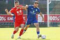 Wie Adrian Istrefi (rechts) sich in dieser Szene gegen Anton Henning vom ASV Cham durchsetzt, so wollen sich die Spieler des Würzburger FV 04 auch an diesem Samstag im Bayernliga-Heimspiel gegen den SV Fortuna Regensburg in den Zweikämpfen behaupten.