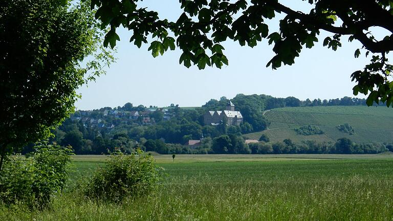 Blick von Sennfeld aufs Schloss Mainberg.