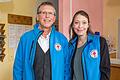 Sie machen sich Sorgen um die Arbeit der Bahnhofsmission: Leiter Michael Lindner-Jung und Johanna Anken, hier beim 120. Geburtstag der Bahnhofsmission in Würzburg.