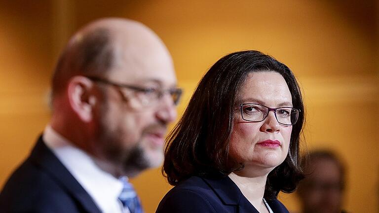 Pressekonferenz Nahles und Schulz       -  Martin Schulz und Andrea Nahles: Wie viel Misstrauen herrscht zwischen ihnen? In Berlin schießen Spekulationen ins Kraut.