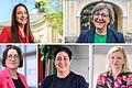 Geben anderen Frauen Tipps für mehr Gehaltsgerechtigkeit: (oben v.li.) Christina Diem-Puello und Monika Kraft, (unten) Manuela Burger, Afssane Ghassemi und Marietta Eder.