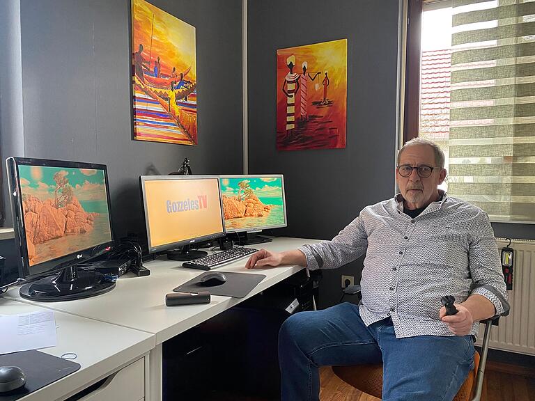 Peter Scheidt in der Schaltzentrale von Gozzeles TV. Peter Scheidt in der Schaltzentrale von Gozzeles TV.