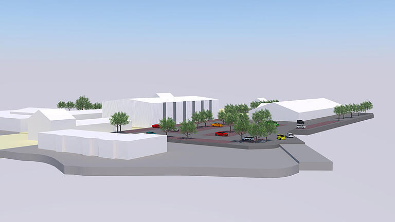Die Visualisierung der geplanten Liebstückel-Halle: Im Bildvordergrund das Schnellrestaurant, rechts der Discounter. Die Visualisierung der geplanten Liebstückel-Halle: Im Bildvordergrund das Schnellrestaurant, rechts der Discounter.